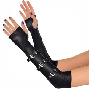 Dark Side Faux Leather Arm Warmers with Buckle Straps (NEW) Halloween Cosplay